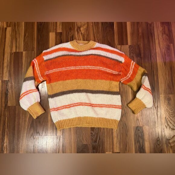 Orange Multi Striped Sweater over sized - Picture 2 of 5
